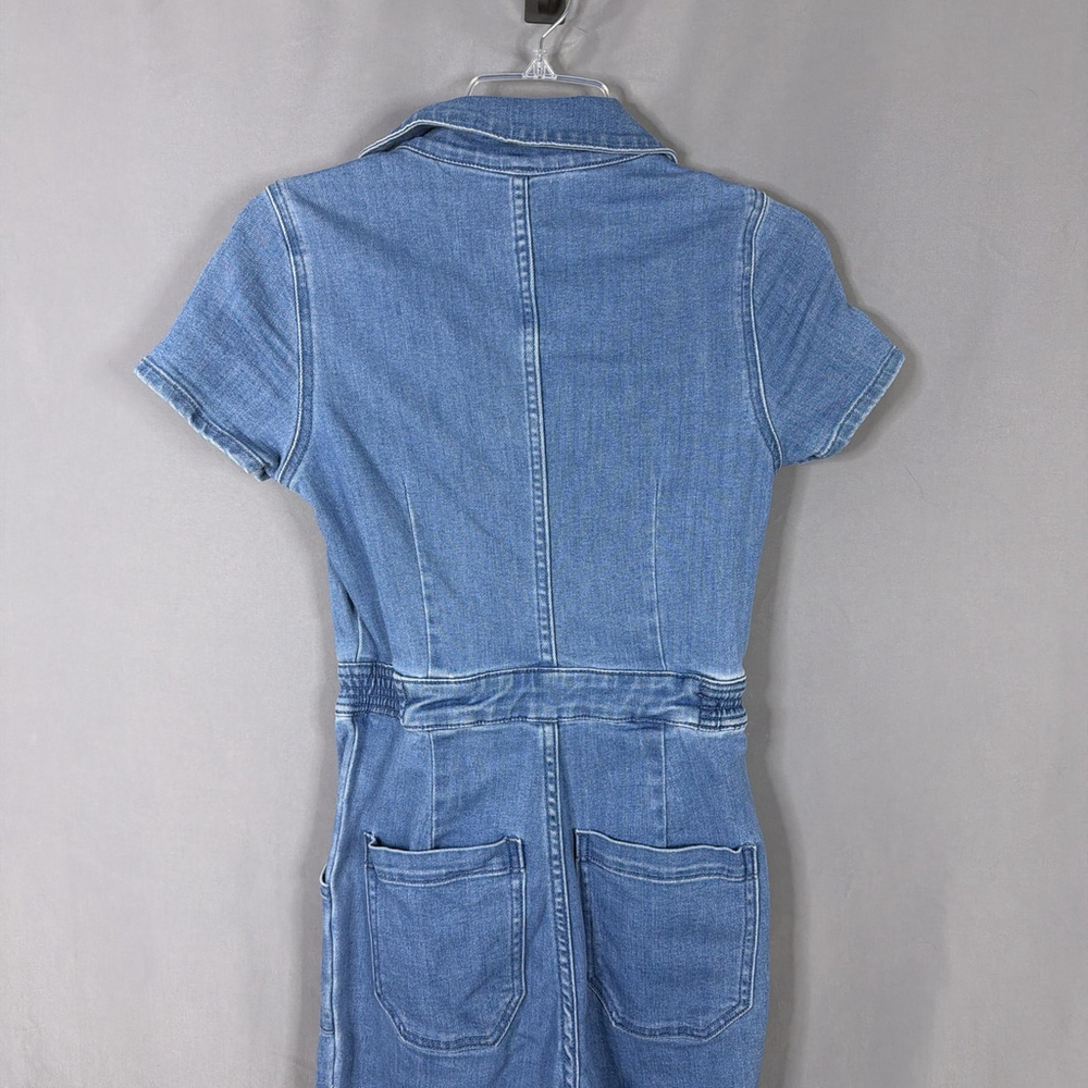 Show Me Your MuMu Medium Blue Denim Short-Sleeve Jumpsuit - Picture 10 of 13